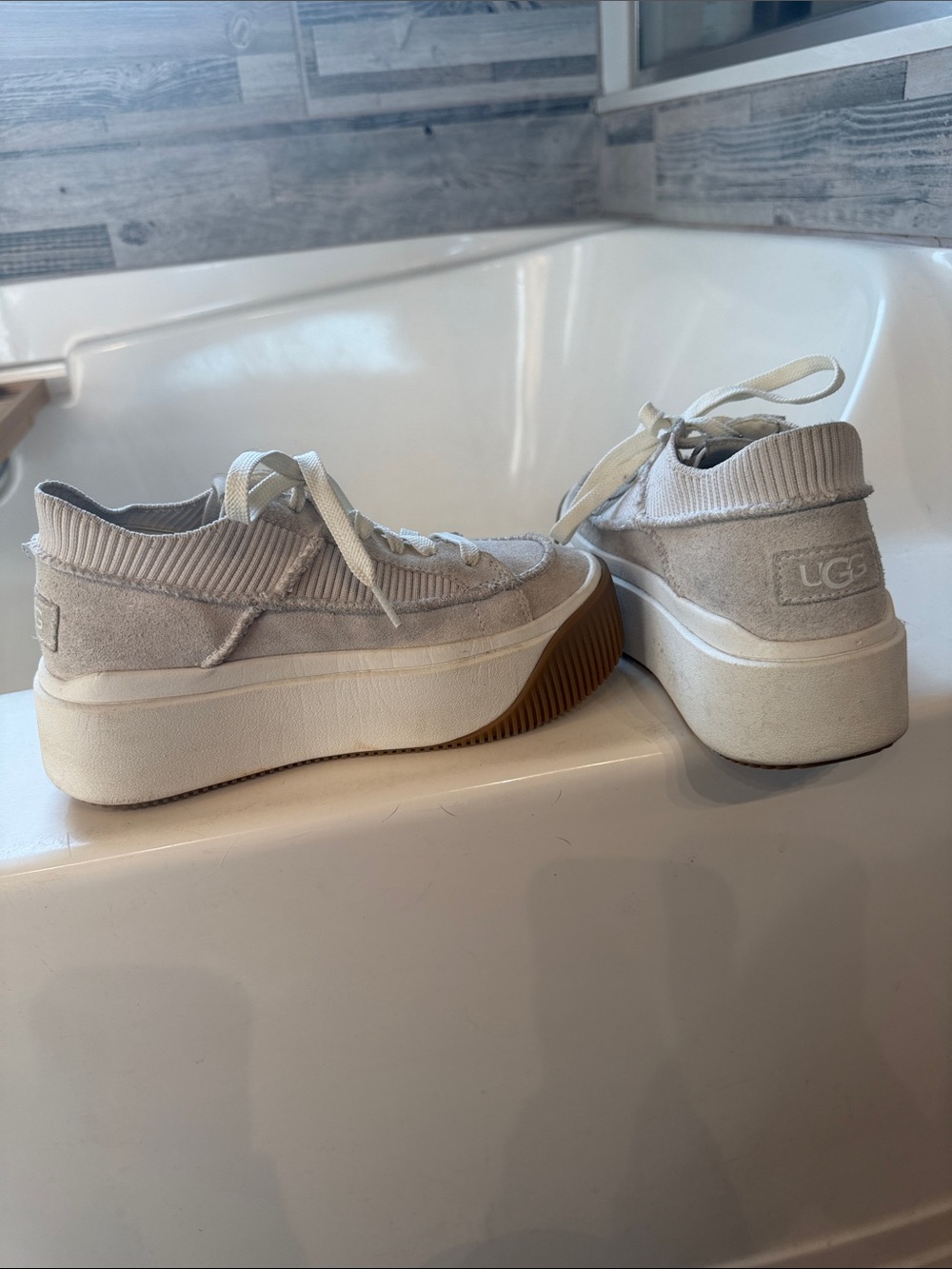 UGG Women’s Cream Suede Platform Sneakers with Gum Sole